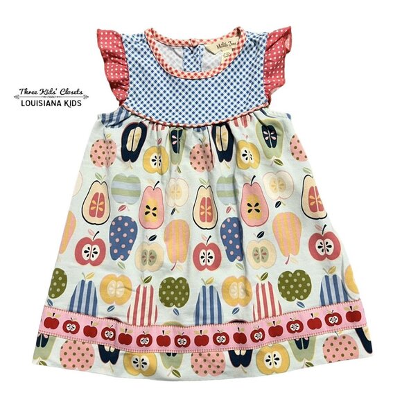 Matilda Jane 12-18m Adventure Begins Preschool Pretty Apple Dress & Bloomers Set - Picture 1 of 10